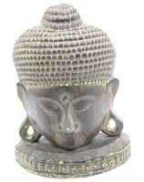 Auktion 364 / Los 15527 <br>Buddhakopf aus Holz geschnitzt,  25x18 cm