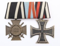 Auktion 364<br>Spange mit 2 Orden, EK 2.Kl., 1914 und Frontkämpfer-Kreuz