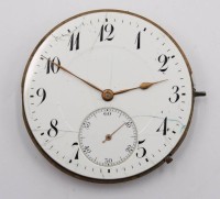 Auktion 364<br>Taschenuhr-Werk, IWC, Krone fehlt, nicht geprüft, Ziffernblatt gerissen, D-4,4cm