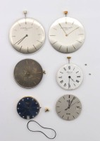 Auktion 364<br>6x div. Chopard-Uhrenwerke, 3x Werke laufen, 2x Quarz nicht geprüft, 1x steht, ca. D-3,7cm