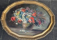Auktion 364<br>C. Horst "Blumenstilleben" Öl/Platte, 63x76 cm, oval