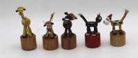 Auktion 364<br>5x Druckwackelfiguren, wohl Erzgebirge-DDR, H-max.9 cm