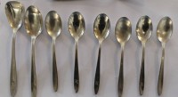 Auktion 364<br>6x Teelöffel,  je 1x Kaffeelöffel und Zuckerschaufel, 800er Silber, Wirths, zus. 191,6gr., ca. L-14,5cm