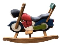 Auktion 364<br>Schaukelpferd "Motorrad" aus Holz, Handarbeit, H-ca. 70-L-ca. 95 cm