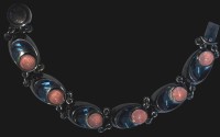 Auktion 364<br>Silber-925- Armband "N.E.From" Denmark mit Rosenquartz, L-19 cm, 35,5 gr.