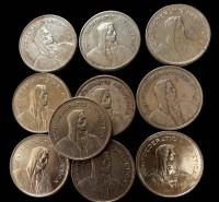 Auktion 364<br>10x5 Franken Münzen, Schweiz, wohl alle Silber, ca. 150 gr.