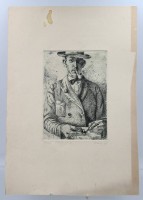 Auktion 364<br>unleserl.signiert, (19)31, Herrenportrait, Radierung, Blatte mit Läsuren, ungerahmt, ca. BG 41,7 x 28,8cm
