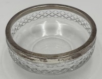 Auktion 364<br>Kristallschale mit Silberrand  -925-"WTB" Schwäbisch Gmünd, H-6 cm, D-15 cm