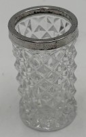 Auktion 364<br>Zahnstocher Behälter mit Silberrand -800-, H-7 cm, D-4 cm
