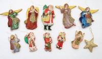 Auktion 364<br>11x älterer figürl. Christbaumschmuck, Stoff, ca. L-15cm