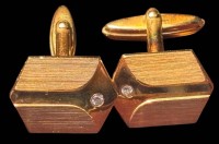 Auktion 364<br>Paar plated Manchettenknöpfe mit klaren Stein in Schachtel
