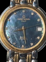 Auktion 371<br>Michel Herbelin Automatik Damen Herren Stahl Gold Atoll Automatic perlmutblau, Werk l&auml;uft, D-ca. 3,5 cm