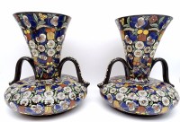 Auktion 364 / Los 9040 <br>Vasen Paar gemarkt" Thoune " , Blumendekor, 1x oberer Rand mit Chip, ca. H-29cm