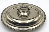 Auktion 364<br>gr. Warmhalteschale, plated, Deckel mit Wechselgriff, gute Erhaltung, 30x23 cm, schwere Qualität