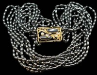Auktion 364<br>9 reihiges Hämatid Collier mit grosser Double-Schliesse, L-ca. 48 cm, 168 gr