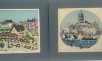 Auktion 364<br>Dorothea LÖBEL-BOCK (1921-2002), 2 Lithografien, naive Berlin Ansichten, 1976/77, in PP, 36x36 cm, nummeriert  164/200 und 107/150