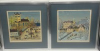 Auktion 364<br>Dorothea LÖBEL-BOCK (1921-2002), 2 Lithografien, naive Berlin Ansichten, 2x 25/250,1975 , in PP,  ger/Glas, RG 39x38 cm