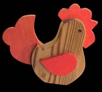 Auktion 365 / Los 12001 <br>kl. Holzhahn, Etikett "Made in  Sweden", H-10 cm