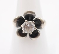 Auktion 365<br>925er Silber-Ring, florale Form, klarer Stein, 4,5gr., RG 55