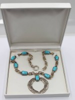 Auktion 365 / Los 1029 <br>925er Silber-Collierkette, Thomas Sabo, Türkisbesatz, 127gr., ca. L-50cm