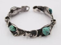 Auktion 365<br>925er Silber-Armband, mit Türkisen, 55,4gr., ca. L-19cm