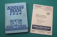 Auktion 365 / Los 3006 <br>Adressbuch  Stade von 1949 sowie Verzeichnis der Ortsnetzkennzahlen von 1971 Stade und Umzu