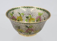 Auktion 365 / Los 15505 <br>chinesische Plique-à-jour Schale, florales Dekor,  H-5cm D-10cm