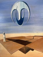 Auktion 365<br>Mabri 78 sign.  surreal.Ölgemälde ,  in  Malaga, gerahmt, Öl/Leinen, RG 69x58cm