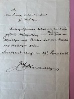 Auktion 365<br>K urze handschriftliche Notiz des Grafen von Hardenberg, gegeben auf Schloss  Neuhardenberg, 29.December (18)66, BG 20x14 cm