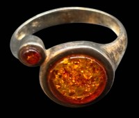 Auktion 365<br>Silberring-925- mit Bernsteinen, RG 60, 4,6 gr.