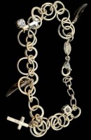 Auktion 365<br>Bettelarmband "Fossil" Silber-925- mit 6 Anhängern, L-20,5 cm, 13 gr.