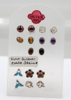 Auktion 365<br>8 Paare div. Ohrstecker, Silber, je mit Steinbesatz, ca. D-0,8cm