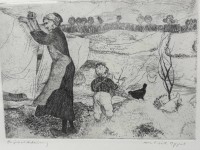 Auktion 365<br>Liesel OPPEL (1897-1960) , 2 Aquatinta Radierungen von,  gleich gerahmt, RG 33x40 cm