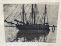 Auktion 365<br>Hans Eberhard BAHRE (1882-?) orig. Aquatinta Radierung, ger/Glas, Nr. 12/35