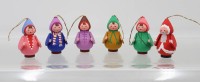 Auktion 365 / Los 14509 <br>6x Christbaum-Figuren, Holz bemalt, ca. H-5,8cm