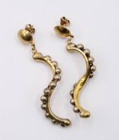 Auktion 365<br>lange 925er Silber-Ohrstecker, goldfarben, älter, 10,7gr., L-6cm