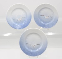 Auktion 365<br>3x Bing &amp; Gröndahl Teller, älter, Dekor Möwe, Entw. F. Garde, je D-15,3cm