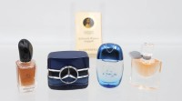 Auktion 365 / Los 15017 <br>5x div. Parfüme-Miniaturen, 2x Mercedes, Kölnisch Wasser, Armani und Lacome