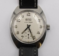 Auktion 365 / Los 2051 <br>Vintage-Armbanduhr, BWC Swiss Courage, Handaufzug, Werk l&auml;uft, getragene Erhaltung, D- 3,6cm