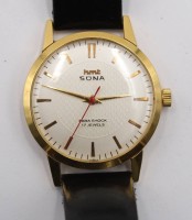 Auktion 365<br>Vintage-Armbanduhr, HMT Sona, Handaufzug, Werk läuft, getragene Erhaltung, D- 3,5cm