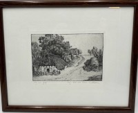 Auktion 365<br>Anna FELDHUSEN (1867-1951) "Dorfstrasse" Aquatinta Radierung, ger/Glas, RG 26x32 cm