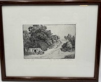 Auktion 370 / Los 5007 <br>Anna FELDHUSEN (1867-1951) "Dorfstrasse" Aquatinta Radierung, ger/Glas, RG 26x32 cm