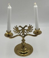Auktion 365 / Los 15019 <br>Messing Kerzenhalter mit Doppeladler, H-20 cm, B-25 cm