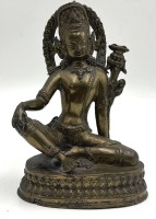 Auktion 365<br>Buddha im Lotussitz, Messing, wohl Indien? H-17 cm