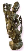 Auktion 365<br>hohe Tempeltänzerin aus Holz, Bali, älter, mit kleinen Fehlteilen und Chips, H-41 cm