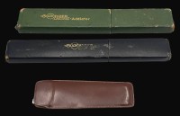 Auktion 365<br>3x div. Rechenschieber, 2x in orig. Kartons, 1x in Lederhülle, 2x Faber-Castell, 1x Aristo