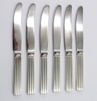 Auktion 365<br>6x Messer mit Silbergriffen, Georg Jensen, Bernadotte, ca. L-17cm