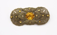 Auktion 365<br>Modeschmuckbrosche, orangefarbener Stein, ca. 5,5cm