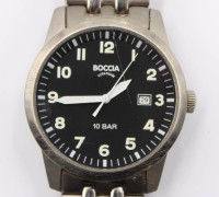 Auktion 365<br>Herren-Armbanduhr, Boccia Titanium, Quarz, getragen Erhaltung, D-3,8cm