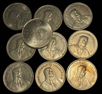 Auktion 365<br>10x 5 Franken Münzen, 30-bis 50-er Jahre, alle Silber, 150 gr.